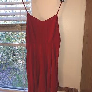 Red flowing dress